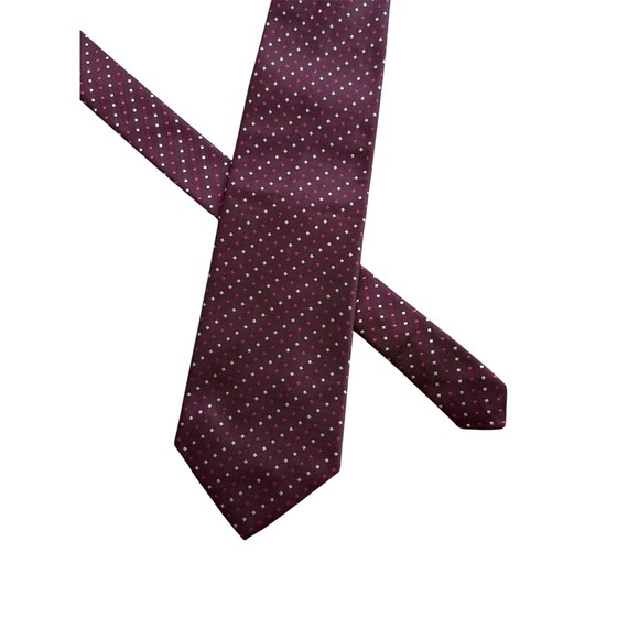 Brooks Brothers Makers Tie Men's Maroon White Polka Dot Italian Silk Made In USA - Picture 1 of 2